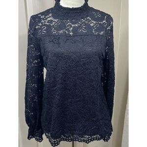 Adrianna Papell Women Timeless Black Lace Lined Tunic Romantic Victorian Grace L